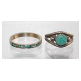 Pair of Sterling Silver Turquoise Rings - 4.71