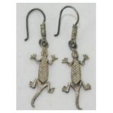 Lizard Reptile Sterling Silver Earrings