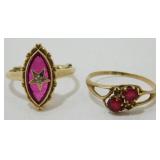 (2) 10k Ladies Rings - 1 Eastern Star & 1 Ruby