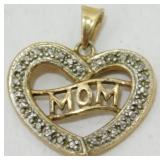 Mom Heart Sterling Silver Pendant