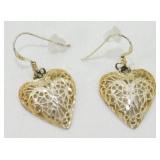 Heart Filigree Sterling Silver Earrings