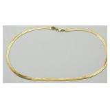 Gold Sterling Silver Herringbone Chain Necklace -