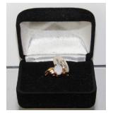 14KT Gold Electroplate Genuine Opal Ring Size 5.5
