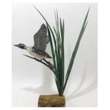Wooden Loon and Grass Sculpture - Made in the