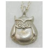 Owl Sterling Silver Pendant Chain Necklace