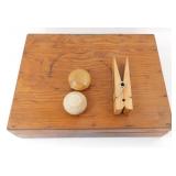 * Lidded Wooden Box, 2 Yoyos and Large "Bills"