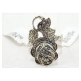 Sterling Silver Marcasite Flower Ring, marked