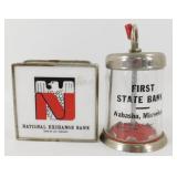* 2 Antique Banks: National Exchange (Fond du