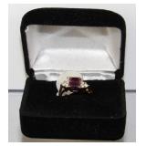 14KT Gold Electroplate Emerald Cut Faux Amethyst