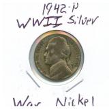 1942-P WWII Silver War Nickel