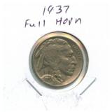 1936 Buffalo Nickel - Full Horn