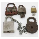 5 Vintage & Antique Padlocks - Trojan, Ironsides,