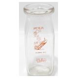 * Vintage Carnival Dairy 1/2 Pint Milk Bottle -