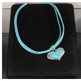 Sk 925 Sterling and Turquoise Heart Pendant 18"