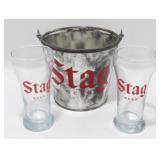 * Stag Beer Glasses (2) with a Stag Beer Metal