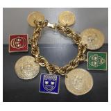 Vintage Charm 7" Bracelet Chunky Chain with Coins