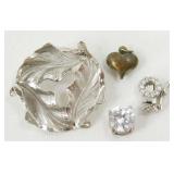 3 Pendants & 1 Brooch - 7.4 grams of Sterling