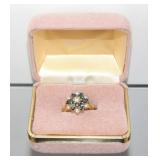 Sterling Flower Cocktail Marquise-Cut Blue