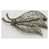Russian Silver Leaf Brooch