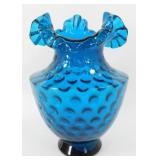 * Fenton Jamestown Blue Coin - 7 inches High,