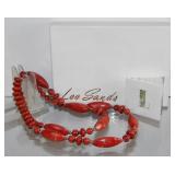 Lee Sands 25" Red Coral Bead Necklace