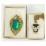 Eagle Necklace & Blue Brooch