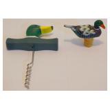 Vintage Duck Corkscrew & Bottle Stop Hand Carved