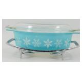 * Pyrex Snowflake Casserole Dish w/ Lid & Stand