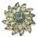 Vintage Flower Rhinestone Brooch Pin