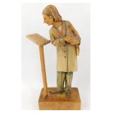Hand Carved Wood Statue with Violin