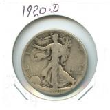 1920-D Walking Liberty Silver Half Dollar