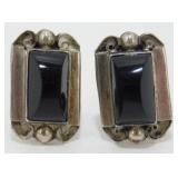 Sterling Silver Black Onyx Mexico Screw Back