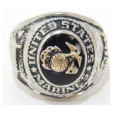 U.S. Marines Sterling Silver Ring - 11.6 grams,