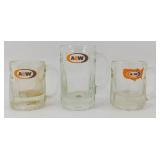 * (3) A&W Glass Root Beer Mugs