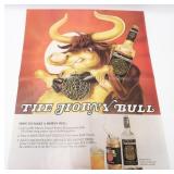 Vintage 1974 Montezuma Tequila ï¿½Horny Bullï¿½