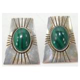 Sterling Silver Green Malachite Pierced Earrings