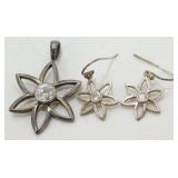 Matching Earrings & Pendant - 925 & Gems