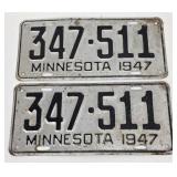 Pair of Matching 1947 Minnesota License Plates