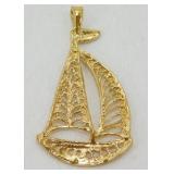Gold Over Sterling Silver Ship Pendant - 1.5ï¿½,