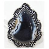 German Silver Sulemani Hakik Stone Ring - Size 6