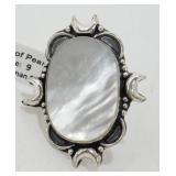 German Silver Mother of Pearl Ring - Size 9