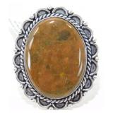 German Silver Ocean Jasper Ring - Size 7