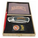 Marines Knife and Lighter in Box