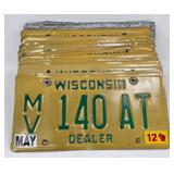 Large Group of Wisconsin Dealer License Plates