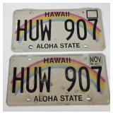 Pair of Matching Hawaii License Plates - Sticker