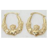 Claddagh Design Earrings - Marked 14k on Earring
