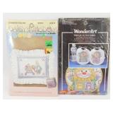 2 Cross-Stitch (Bibs & Pillow) - Vintage