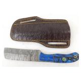 New Damascus Steel Bull Cutter Knife with Leather