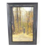 * Nicely Framed "Woman Walking on a Forest Trail"