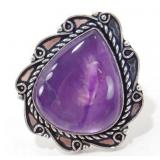 German Silver Amethyst Ring - Size 8